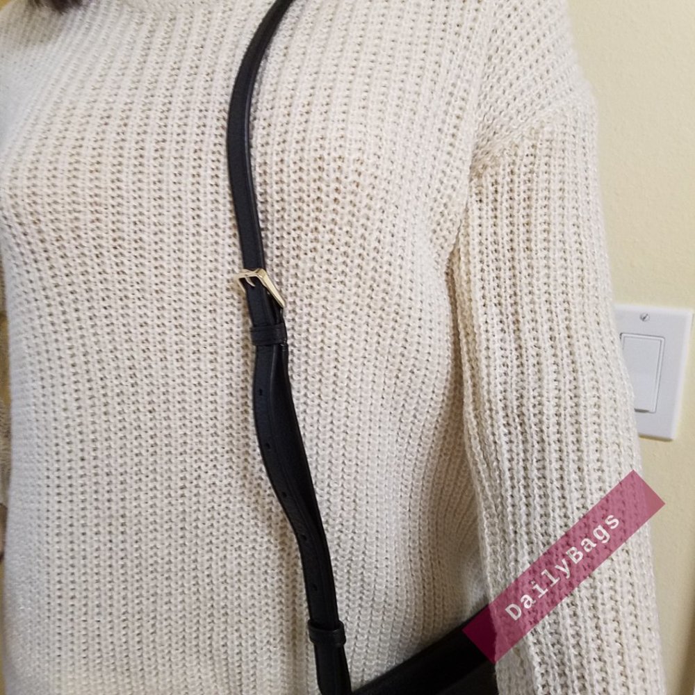 NWT KATE SPADE TOP ZIP CROSSBODY LEILA BLACK WKR00454 100% AUTHENTIC - Picture 6 of 11